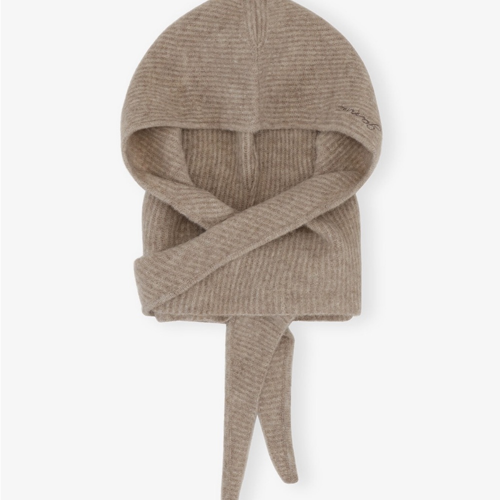 Ganni Taupe Knit Hat